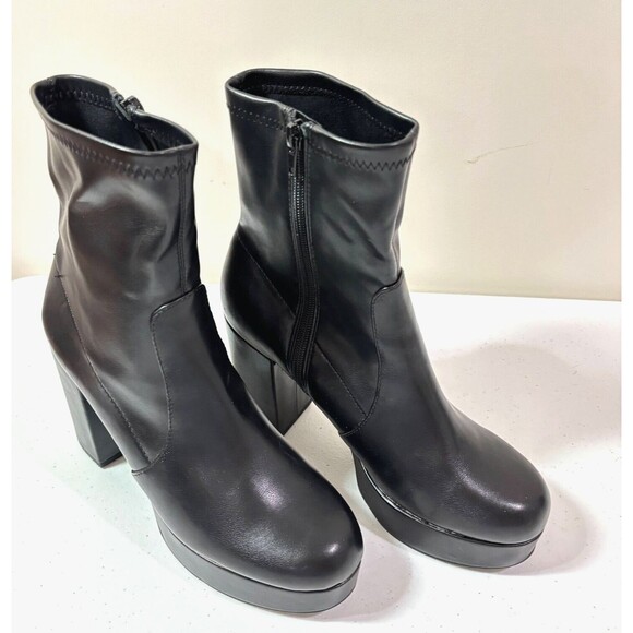 Madden Girl Black Platform Ankle Booties Size 9M Gothic Chunky Y2K 90s Grunge - Picture 4 of 11